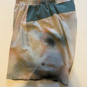 lululemon athletica Men's Athletic Shorts - Gray with Black and Orange Speckle